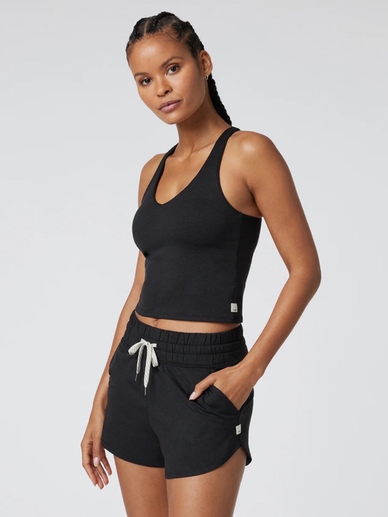Vuori Tops - NWT Vuori Halo Performance Crop Tank 2.0 | Heather Black | Small